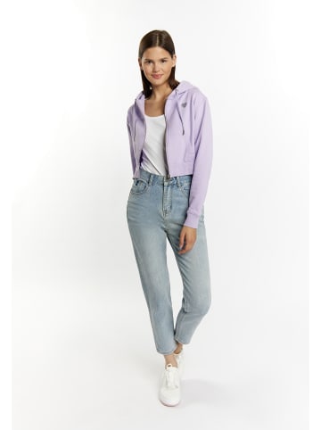 myMo Damen Zip Hoodie Cropped in Violett
