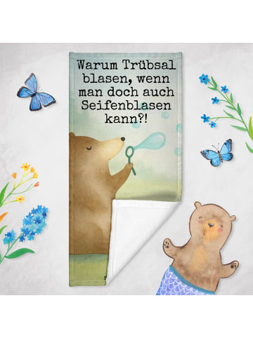 Mr. & Mrs. Panda Handtuch Bär Seifenblasen Design mit Spruch in Weiß