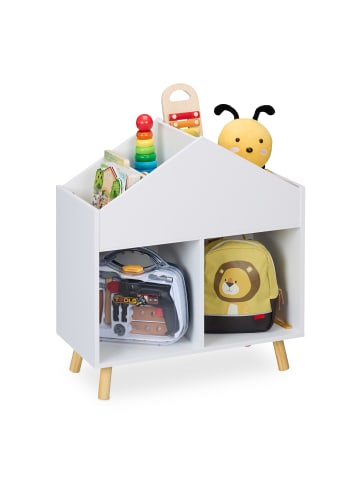 relaxdays Kinderregal in Weiß/ Natur - (B)60 x (H)64,5 x (T)30 cm