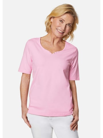 GOLDNER Kurzgröße:  T-Shirt Halbarm Basic-Shirt aus Baumwolle in geranie