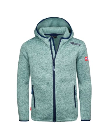 Trollkids Kapuzen Fleecejacke "Jondalen XT" in Gletschergrün/Marineblau