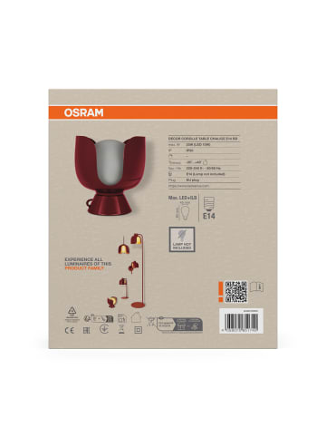Osram Corolle Tischleuchte E14 Metall Glas Retro Rot