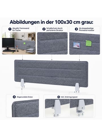 MCW Tischtrennwand G76, 100x30cm grün