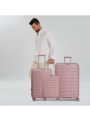 Franky London 4 Rollen Kofferset 3-teilig mit Dehnfalte rose