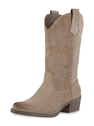 VAN HILL Cowboystiefel Grace in Khaki Velours