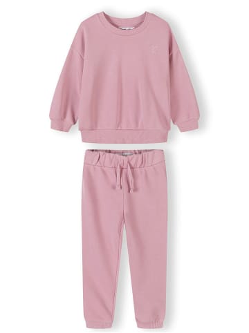 Minoti 2-tlg Langarmshirt & Hose NOSFLEECE102 in pink