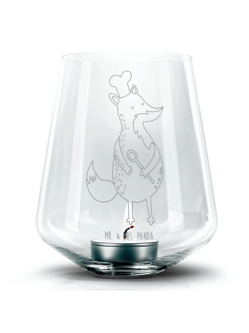 Mr. & Mrs. Panda Gravur Teelicht Fuchs Koch ohne Spruch in Transparent