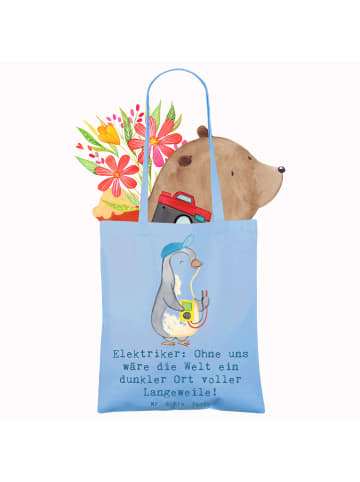 Mr. & Mrs. Panda Tote Bag Elektriker Helden mit Spruch in Sky Blue