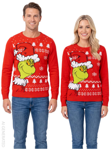 The Grinch The Grinch Weihnachtspullover Strick Pullover Ugly Christmas Sweater in rot