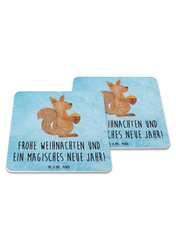 Mr. & Mrs. Panda Untersetzer Eichhörnchen Weihnachten mit Spruch in Eisblau