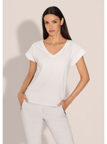 MADELEINE Sommerliches Jerseyshirt mit V-Ausschnitt in perlweiß