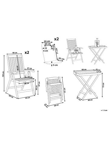 Beliani 5-tlg Bistro Set JAVA PREMIUIM in Braun/Beige
