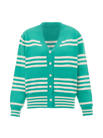 Usha Cardigan in Grün Wollweiss Stickerei
