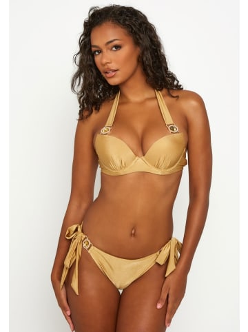 Moda Minx Bikini Hose Amour seitlich gebunden in Gold Shimmer