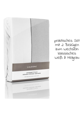 LaLoona 2er Pack Spannbetttuch für Kinderbett 60 in gray,white