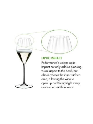 RIEDEL Glas 2er Set Champagnergläser inklusive Poliertuch Performance 375 ml in transparent