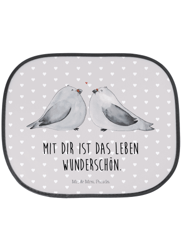 Mr. & Mrs. Panda Sonnenschutz Auto Turteltauben Liebe mit Spruch in Grau Pastell