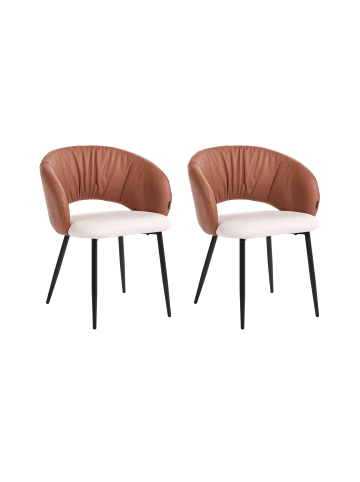 Beliani 2er-Set Esszimmerstuhl WALLA in Beige/Braun/Schwarz