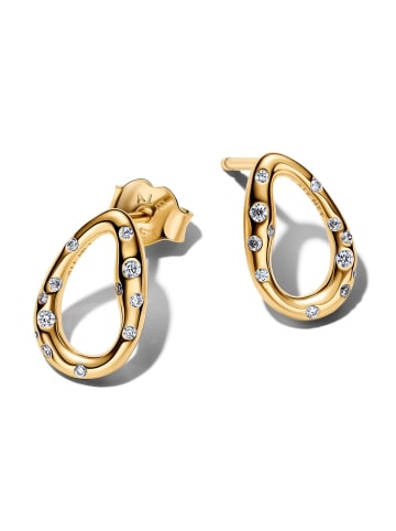 Pandora Ohrstecker für Damen Oval mit Steinen Besetzt Goldfarben