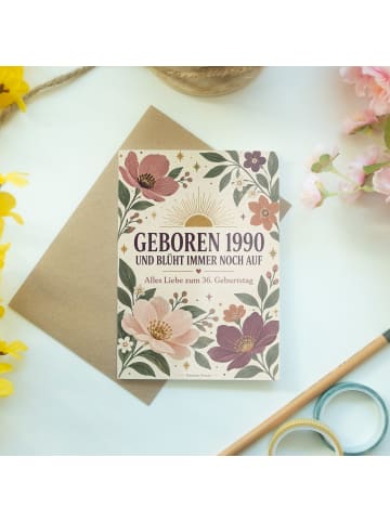 Geburtstagskarte 36. Geburtstag Blumen nostalgi... in Weiß