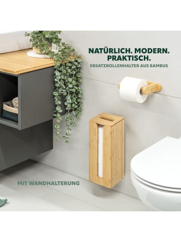 eluno Toilettenpapier Aufbewahrung 3 Ersatzrollen Bambus