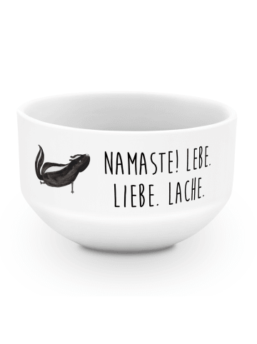 Mr. & Mrs. Panda Schüssel Stinktier Yoga mit Spruch in Weiß