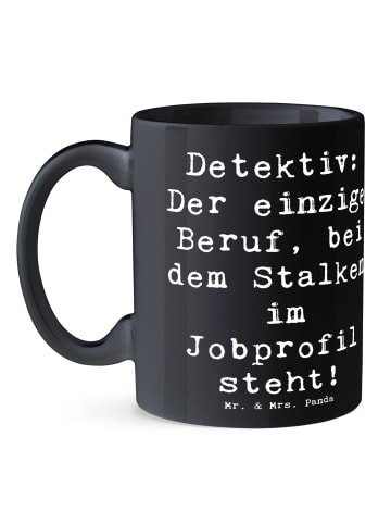 Mr. & Mrs. Panda Teetasse Spruch Detektiv Beruf mit Spruch in Schwarz