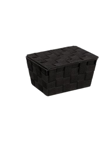 relaxdays 4 x Aufbewahrungskorb in Schwarz - (B)19,5x (H)10,5 x (T)14,5 cm