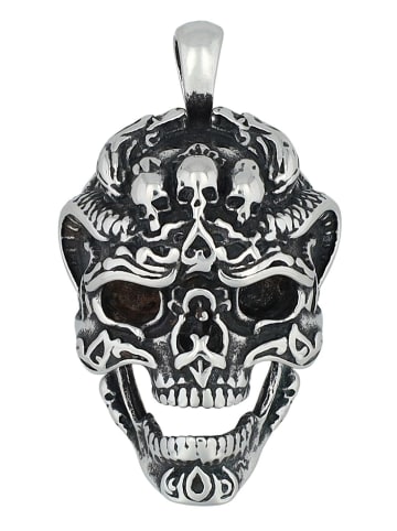 Adeliás Herren Anhänger – Totenkopfanhänger aus Edelstahl in silber