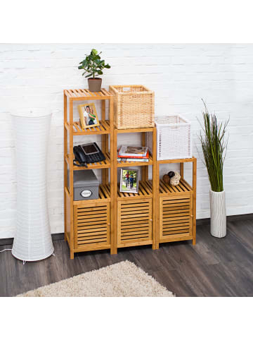 relaxdays Badregal in Natur- (B)36,5 x (H)80 x (T)33 cm