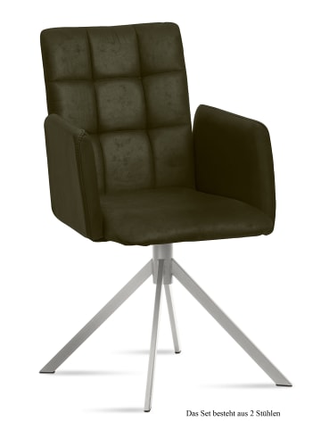 58 aufm Kessel ARMLEHNSTUHL (2er-Set) Dorita 52x91x60 Edelstahl/Khaki