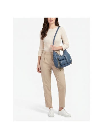 DuDu Pocket Schultertasche Leder 30 cm in denim blue