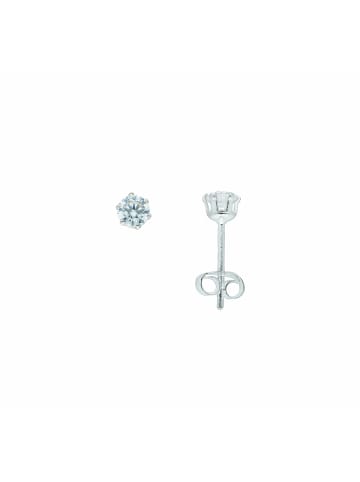 Adeliás Damen 925 Silber Ohrringe / Ohrstecker mit Zirkonia Ø 4 mm in silber