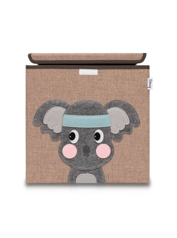 Lifeney Aufbewahrungsbox mit Deckel Braun Koala, 33 x 33 x 33 cm