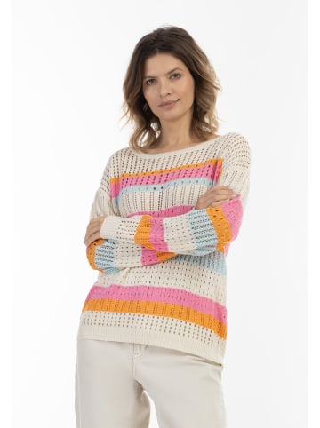 usha BLUE LABEL Strick Pullover in Wollweiss Pink Orange