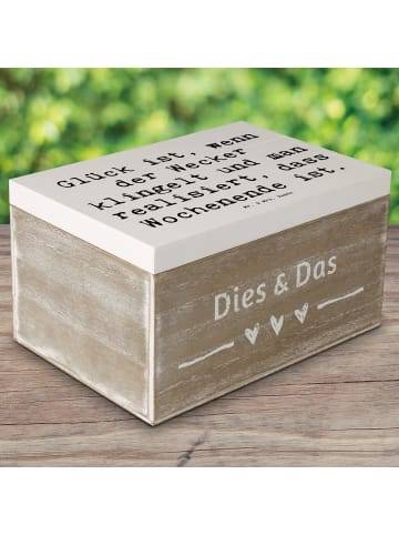 Mr. & Mrs. Panda Aufbewahrungsbox Spruch Glück am Wochenende mit... in Weiß
