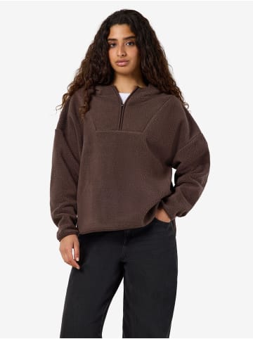 Noisy may Fleece mit halbem Reißverschluss in Chocolate Brown1