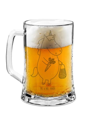 Mr. & Mrs. Panda Gravur Bierkrug Einhorn Gemüse ohne Spruch in Transparent