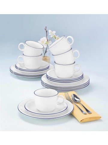 Seltmann Weiden 18er Set Kaffeeservice Compact Blaurand in weiß-blau
