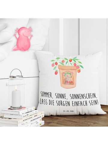 Mr. & Mrs. Panda kissen bedruckt Sommerfreude mit Spruch in Weiß