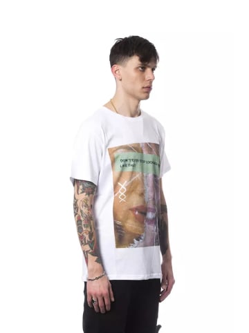 Nicolo Tonetto Grau Weiß Baumwolle Herren T-Shirt