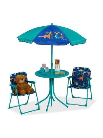 relaxdays Camping Kindersitzgruppe "Dino" in Türkis