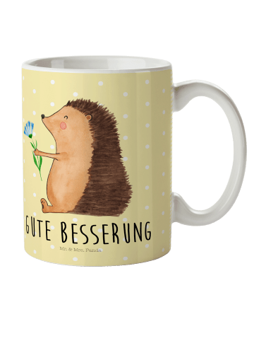 Mr. & Mrs. Panda Kindertasse Igel Blumen mit Spruch in Gelb Pastell
