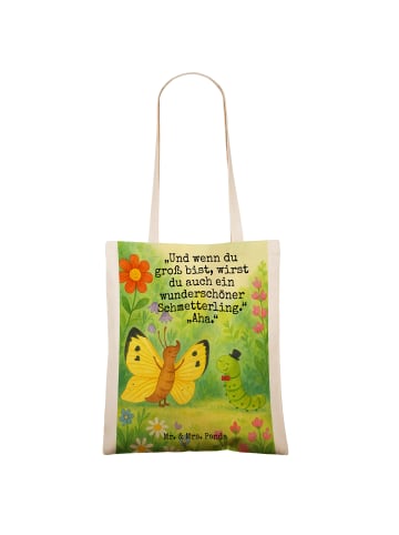 Mr. & Mrs. Panda Tasche Raupe Schmetterling Design mit Spruch in Weiß