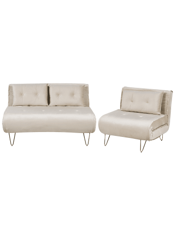 Beliani 2-tlg Sitzgruppe VESTFOLD in Beige/Gold