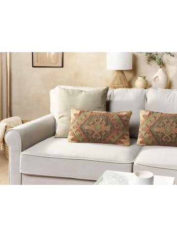 Beliani 2er-Set Dekokissen ARVEN in Bunt/Braun/Grün