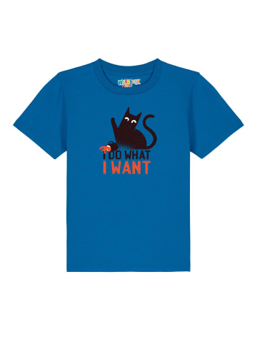 wat? Apparel T-Shirt Cat in Blau