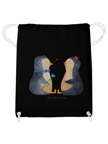 Mr. & Mrs. Panda Jutebeutel Pinguin Pärchen ohne Spruch in Schwarz