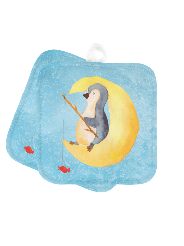 Mr. & Mrs. Panda Topflappen Pinguin Mond ohne Spruch in Eisblau