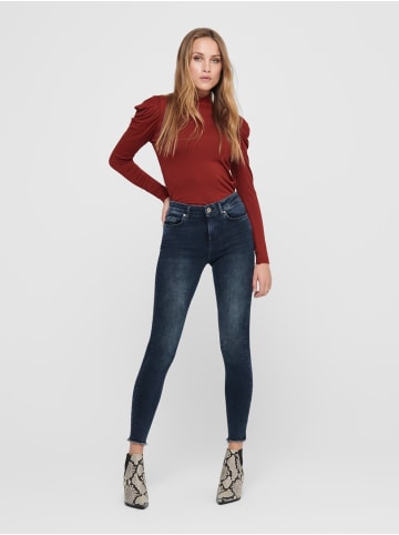 ONLY Skinny Fit Ankle Jeans ONLBLUSH Denim Hose Fransen in Dunkelblau